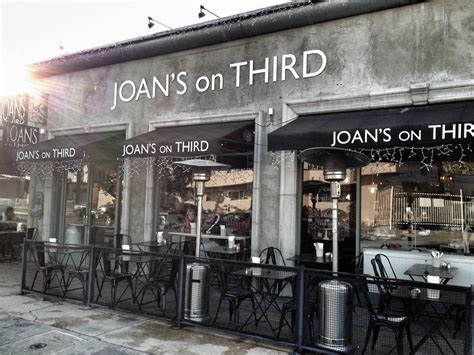 Joan's on third restaurant - Claim My Restaurant. About Joan's on Third (Studio City) Searching for "American (new) Near Me"? Joan's on Third (Studio City) has some of the best American (new) in Los Angeles. Located at 12059 Ventura Place, Joan's on Third (Studio City) is a convenie ... show more. Menus. Postmates Caviar Uber Eats. Salads. Baby Field Greens …